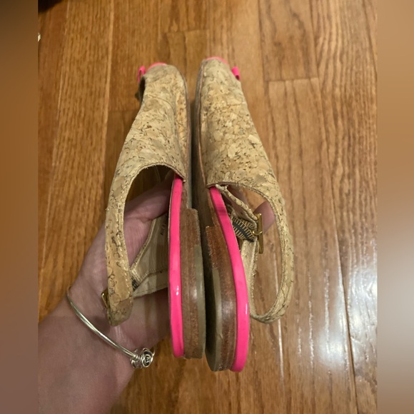 KATE SPADE ♠️ Pointy Cork Flats W/ Neon Pink Toe 9.5 - Picture 2 of 8